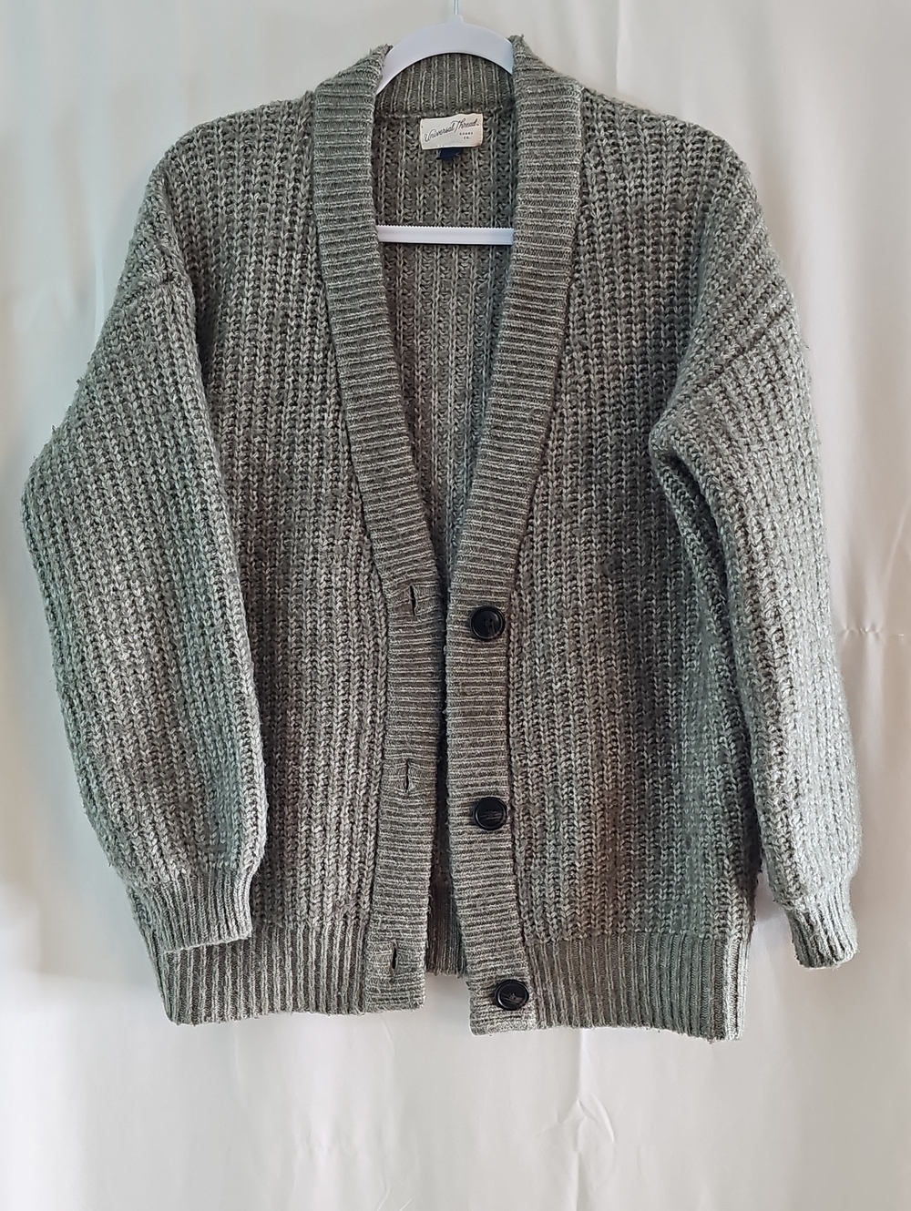 Universal Thread Men's  Chunky Knit Gray Button-Up Cardigan Sweater